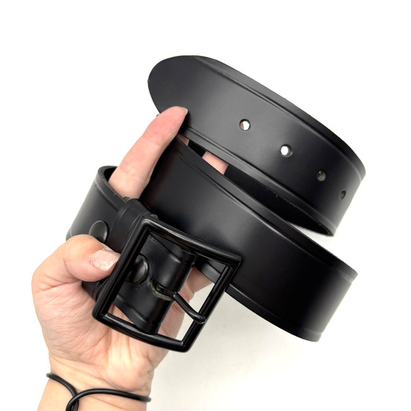 NEW Perfect Fit Black Genuine Leather Black Buckle Men's Belt 34 Made in USA - Picture 14 of 15